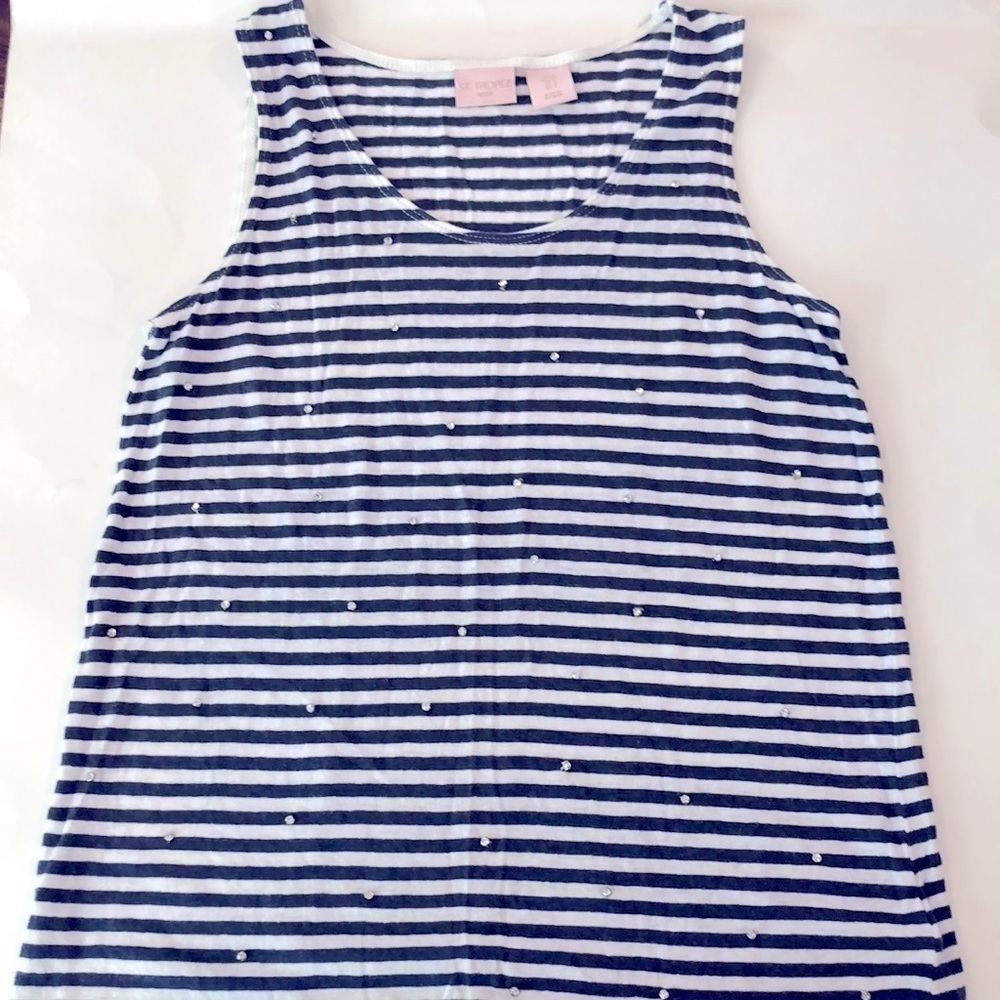 St. Tropez West Striped Embellished Tank Top S